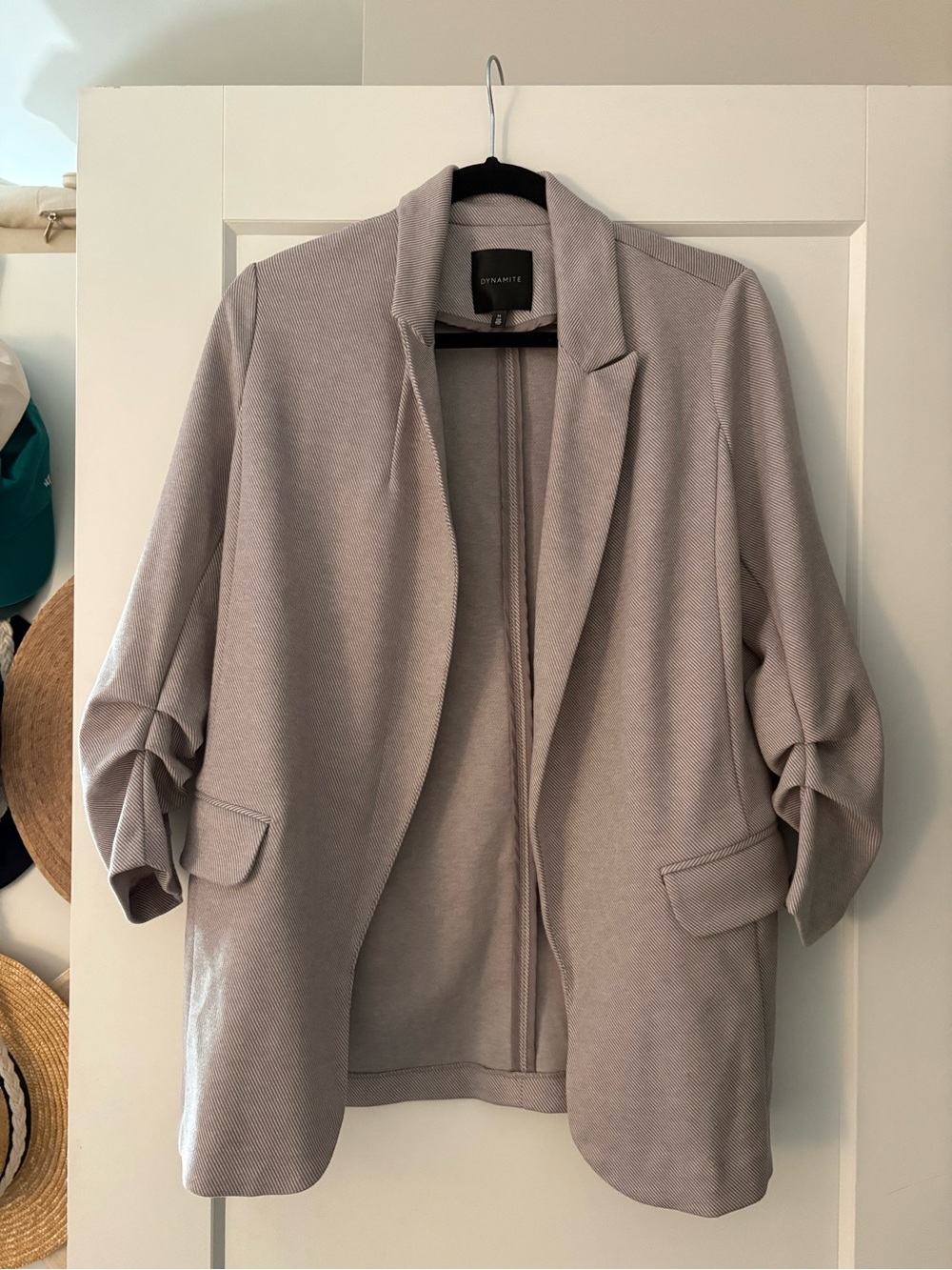 Dynamite Light Taupe Open-Front Blazer